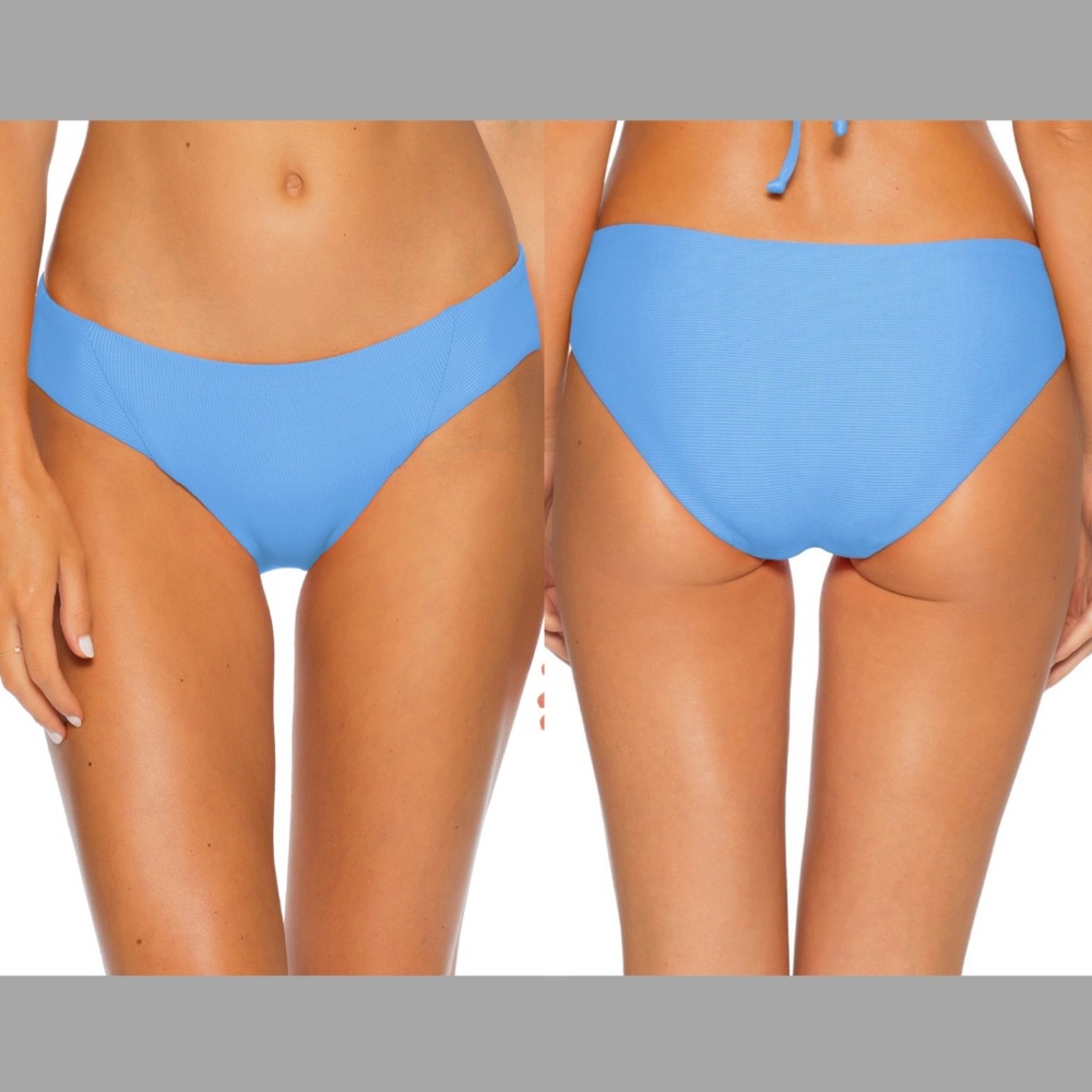 NEW‎ Becca Fine Line Ribbed Bikini Bottoms Blue [SZ Large ]